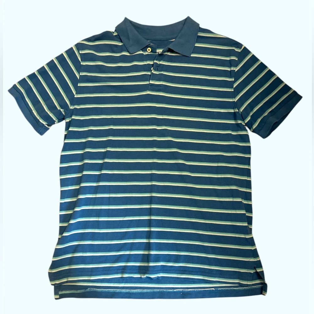 🍪Merona Men's Blue Striped Polo Shirt Medium